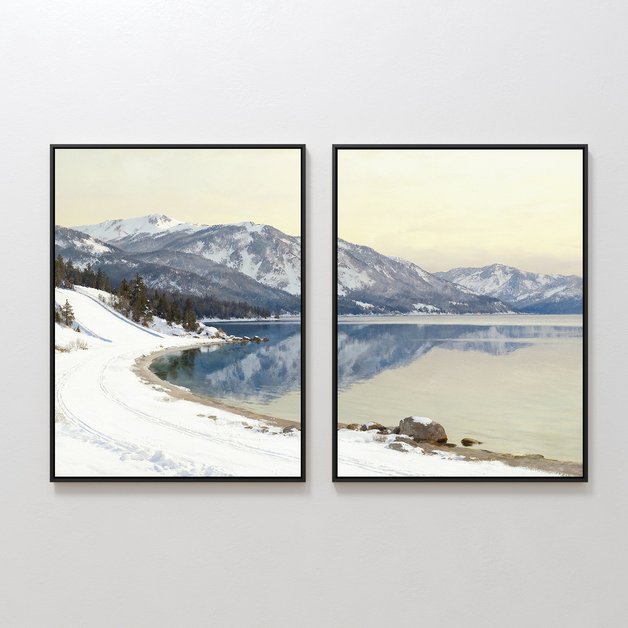 Glacial Hush – Set of 2 Canvas Prints set of 2 – blue vintage canvas wall art by Aspire Prints