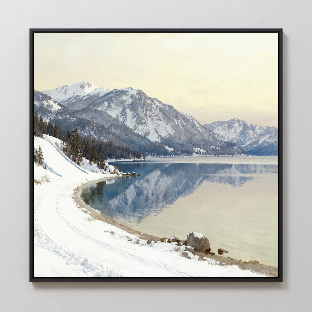 Whispers on Frozen Water Canvas Print – blue vintage canvas wall art print by Aspire Prints