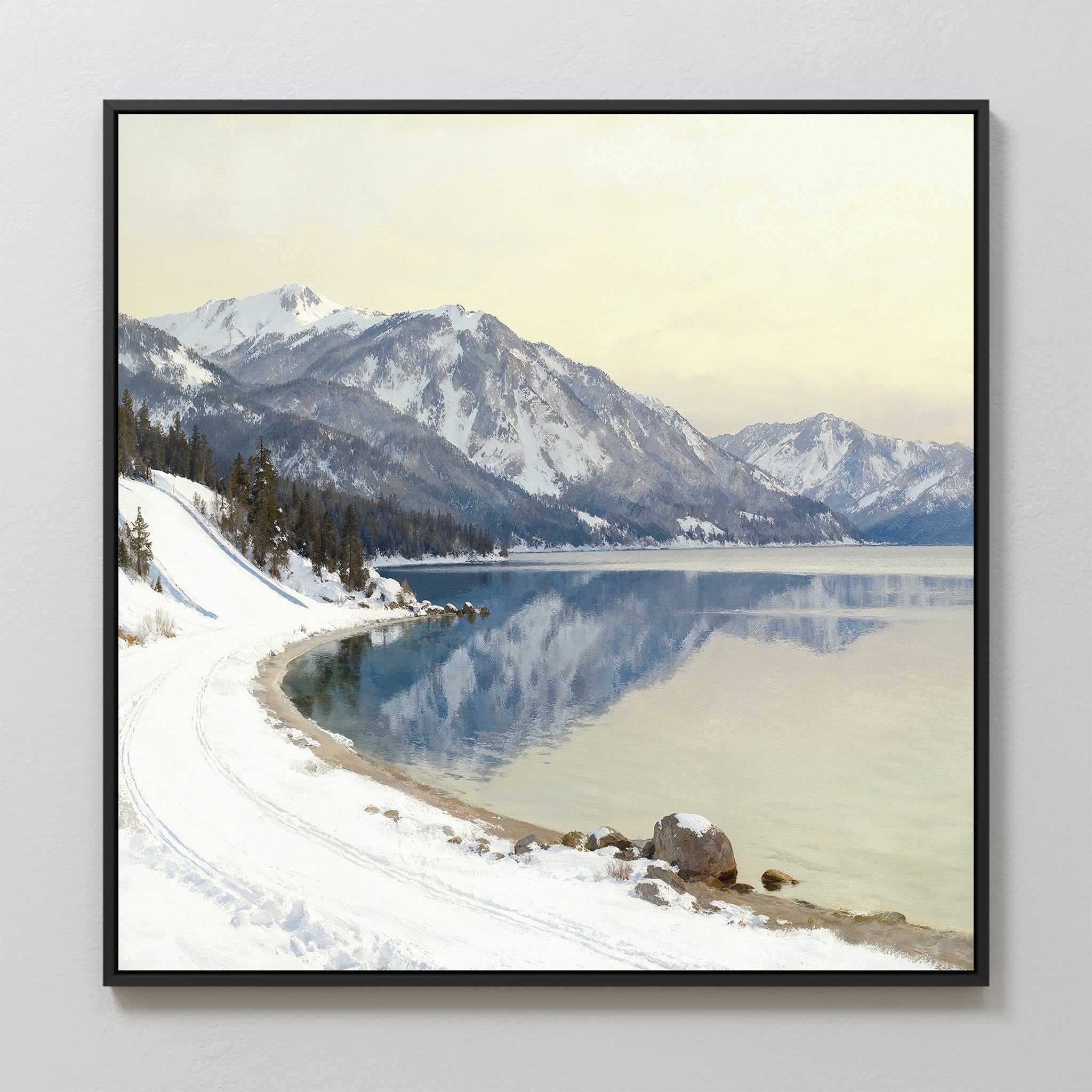 Whispers on Frozen Water Canvas Print – blue vintage canvas wall art print by Aspire Prints
