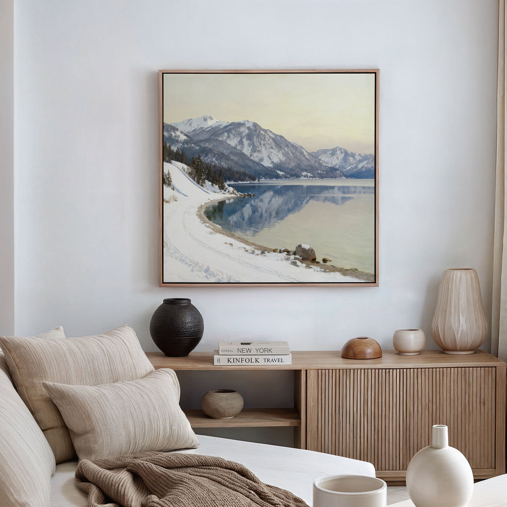 Whispers on Frozen Water Canvas Print – blue vintage canvas wall art print by Aspire Prints