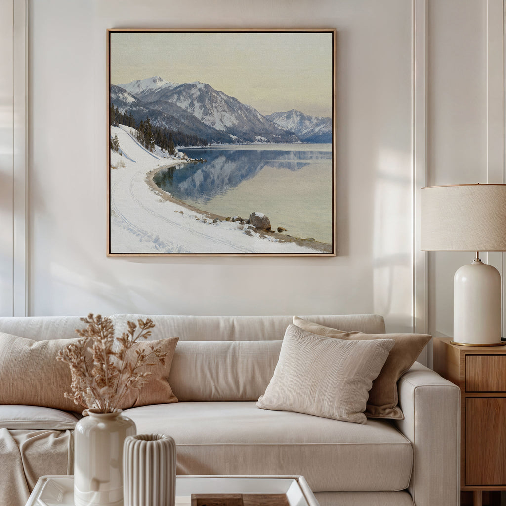 Whispers on Frozen Water Canvas Print – blue vintage canvas wall art print by Aspire Prints