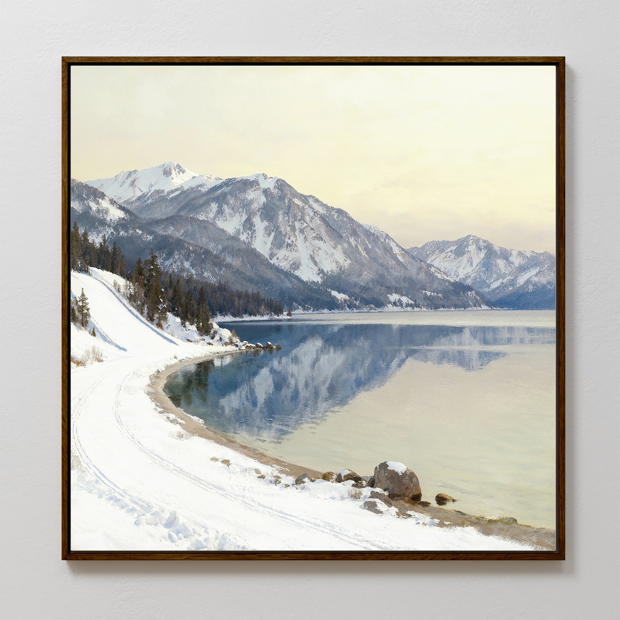 Whispers on Frozen Water Canvas Print – blue vintage canvas wall art print by Aspire Prints