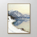 Silent Peaks, Mirrored Waters – blue vintage canvas wall art print by Aspire Prints