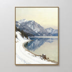 Silent Peaks, Mirrored Waters – blue vintage canvas wall art print by Aspire Prints