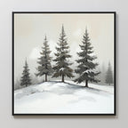 Whispers of Winter Pines – green vintage canvas wall art print by Aspire Prints