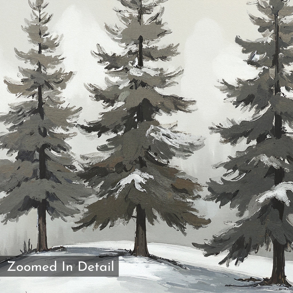 Whispers of Winter Pines – green vintage canvas wall art print by Aspire Prints