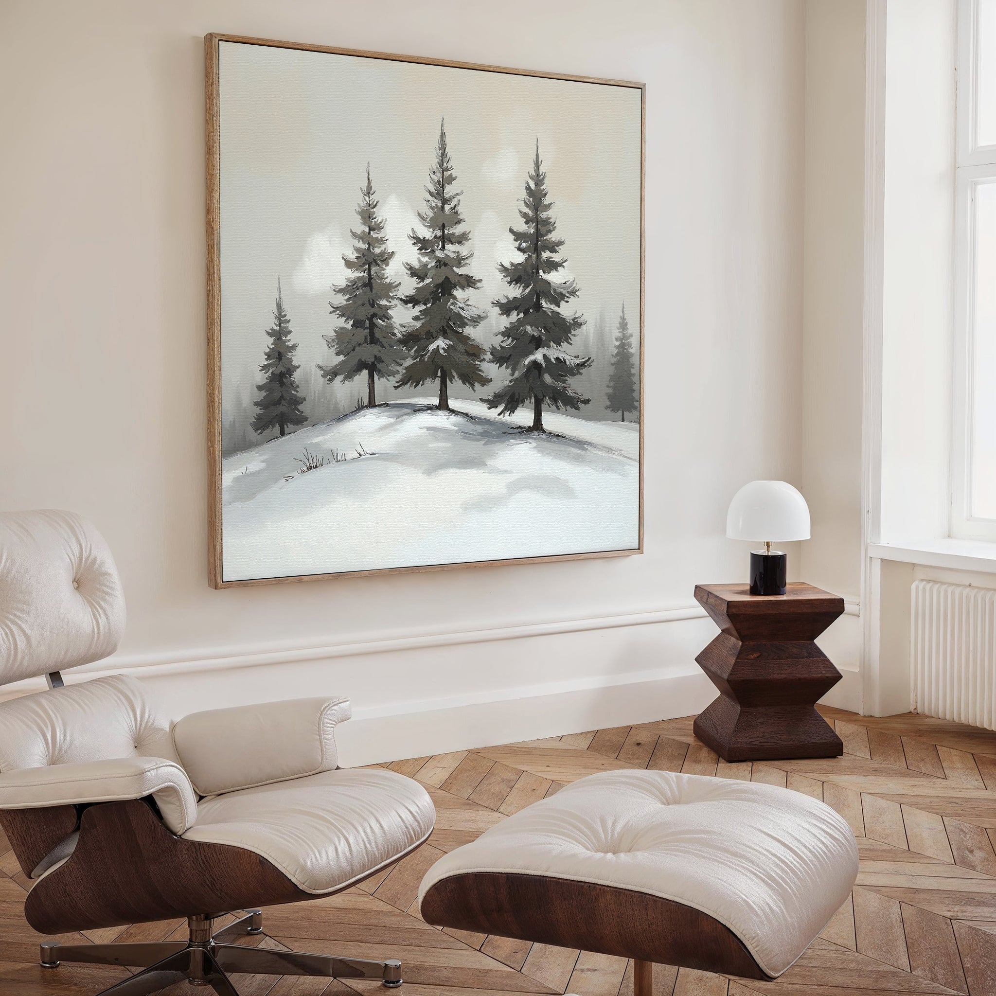 Whispers of Winter Pines – green vintage canvas wall art print by Aspire Prints