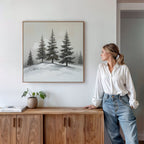 Whispers of Winter Pines – green vintage canvas wall art print by Aspire Prints