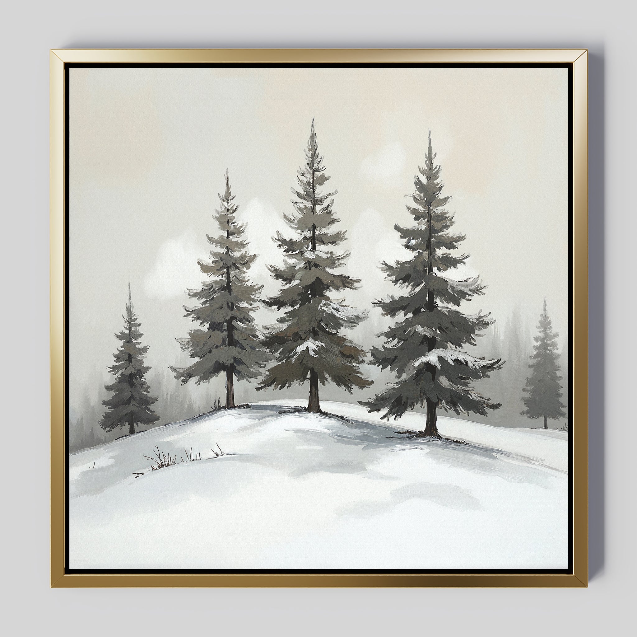 Whispers of Winter Pines – green vintage canvas wall art print by Aspire Prints
