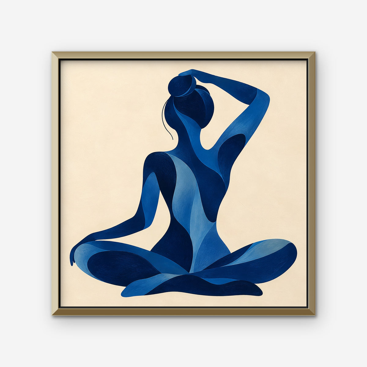 Woman in Blue Canvas Art - Square – Gold Floating Frame on white background