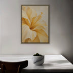 Yellow Hibiscus Canvas Art - Vertical – Gold Floating Frame in room setting