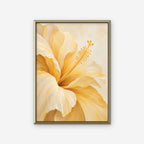Yellow Hibiscus Canvas Art - Vertical – Gold Floating Frame on white background