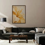 Yellow Hibiscus Canvas Art - Vertical – Walnut Floating Frame in room setting