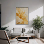 Yellow Hibiscus Canvas Art - Vertical – White Floating Frame in room setting