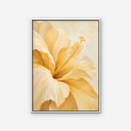 Yellow Hibiscus Canvas Art - Vertical – White Floating Frame on white background